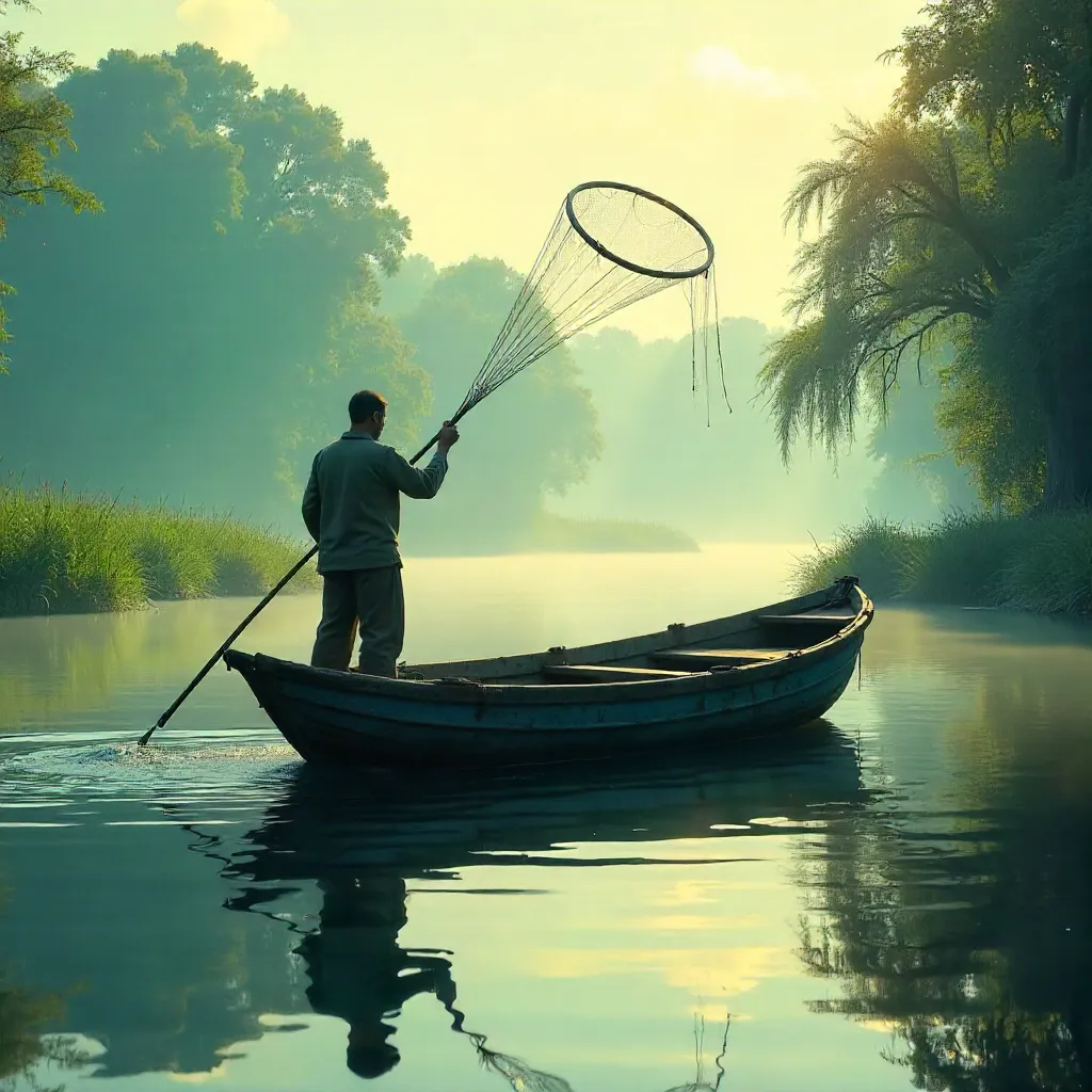 The Net Cast on a Tranquil River