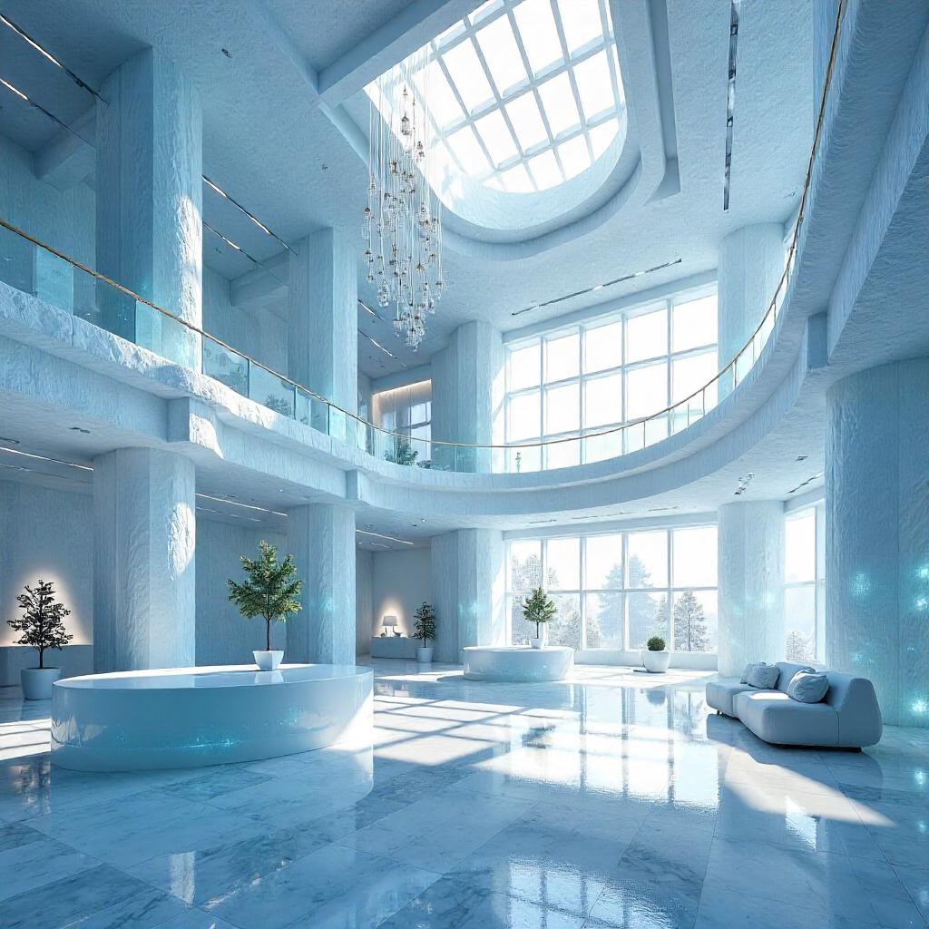 Ice Crystal Atrium: 3D Office Interior