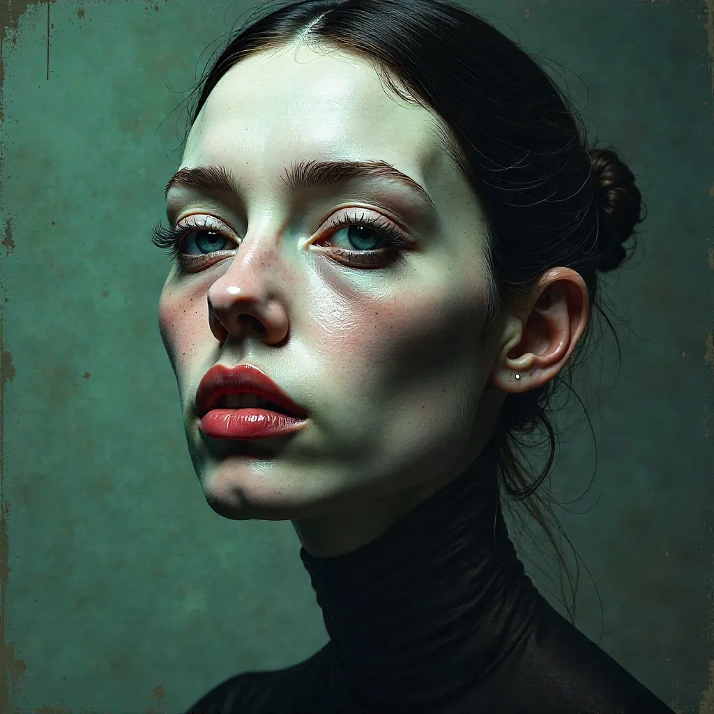 Haunting Surreal Portrait of Abstract, Eerie Expressions