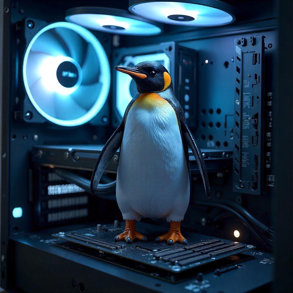 Penguin Inside a Computer: 3D Render