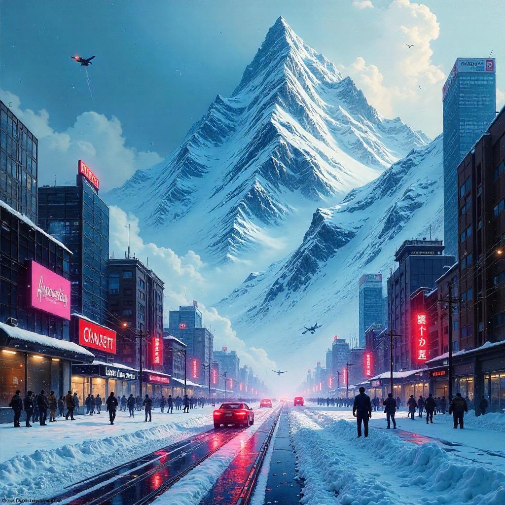 Neon Avalanche over the Cyberpunk City