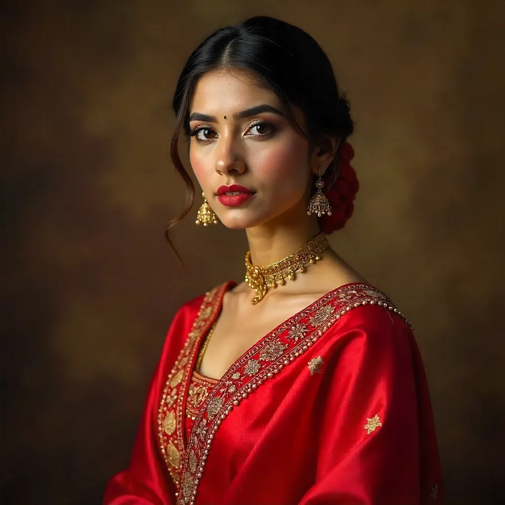 Vibrant Red Traditional Portrait