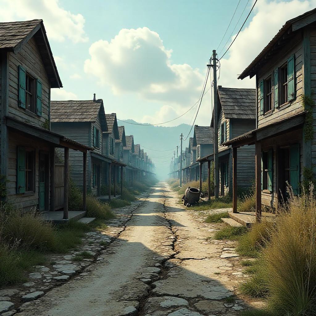 Deserted Village: Photoreal 3D Ghost Town Render