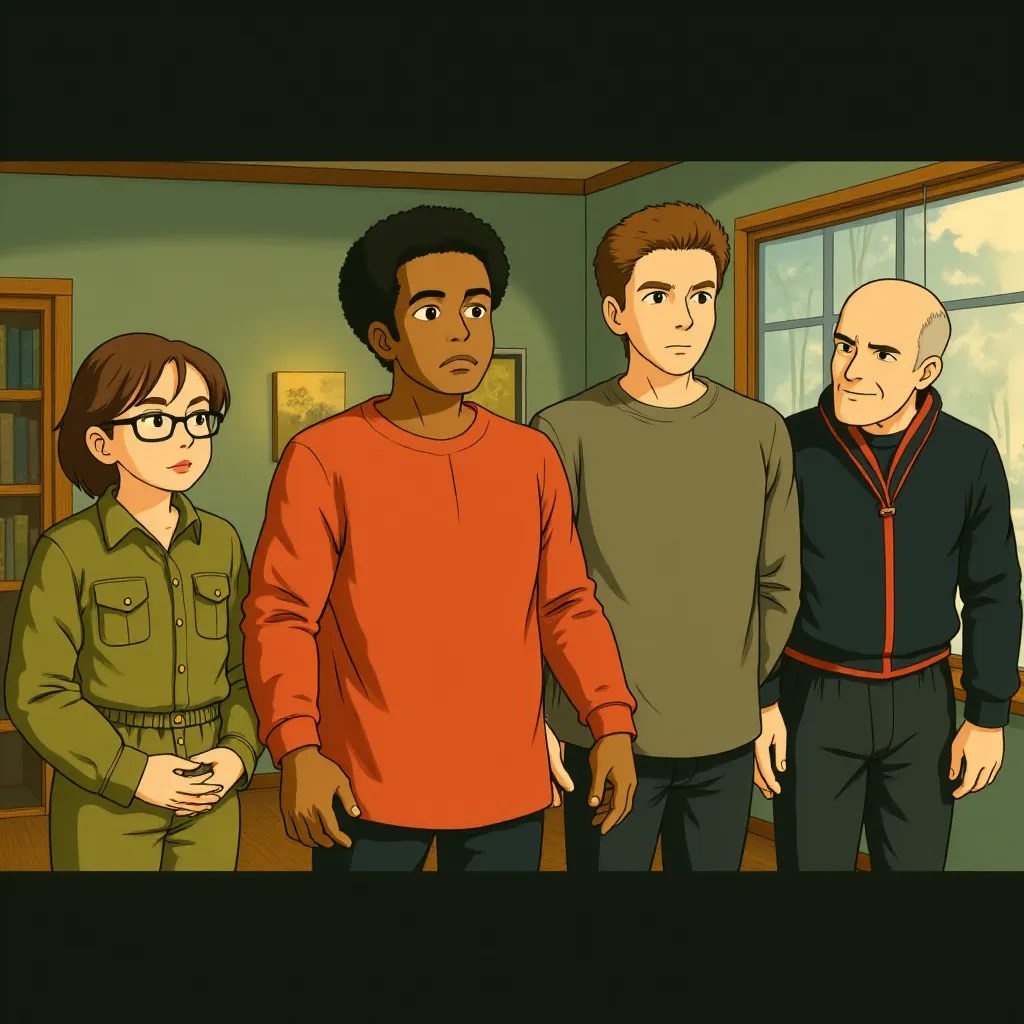 John Cusack, Clark Duke, Craig Robinson, and Rob Corddry in Hot Tub Time Machine (2010) - Anime style