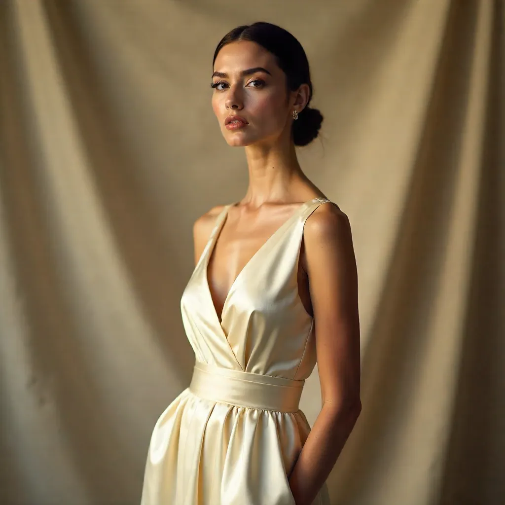 Soft-Lit Studio Fashion Portrait in Elegant Attire