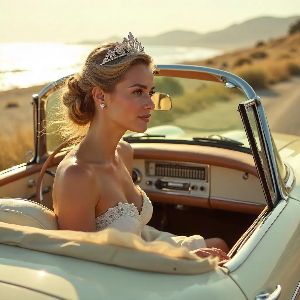 Gaze of Elegance in a Vintage Convertible