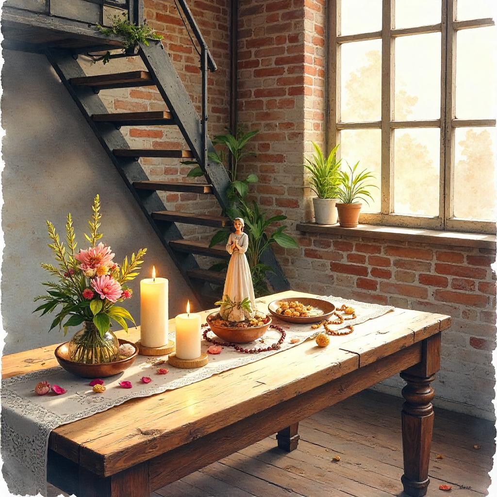 Watercolor Altar in an Industrial Loft
