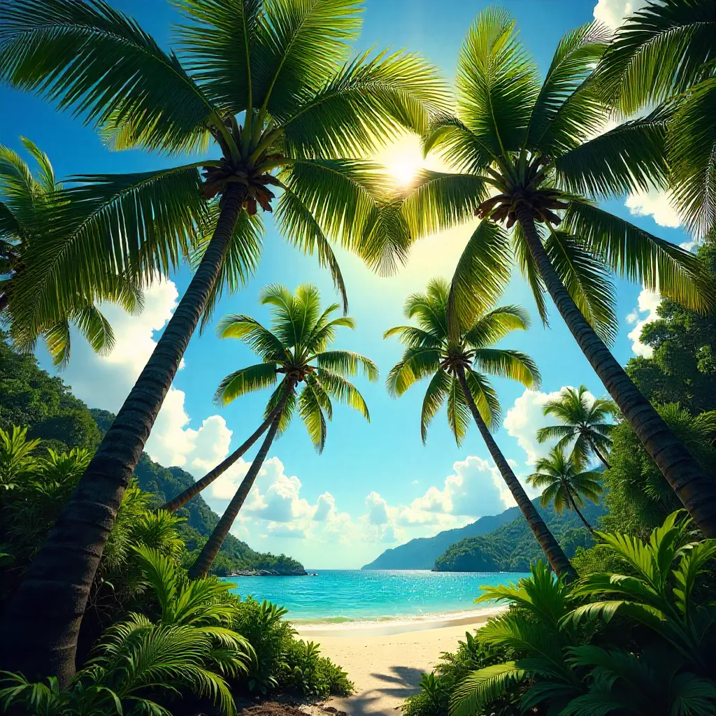 Lush Palm Giants Under a Bright Samui Sky