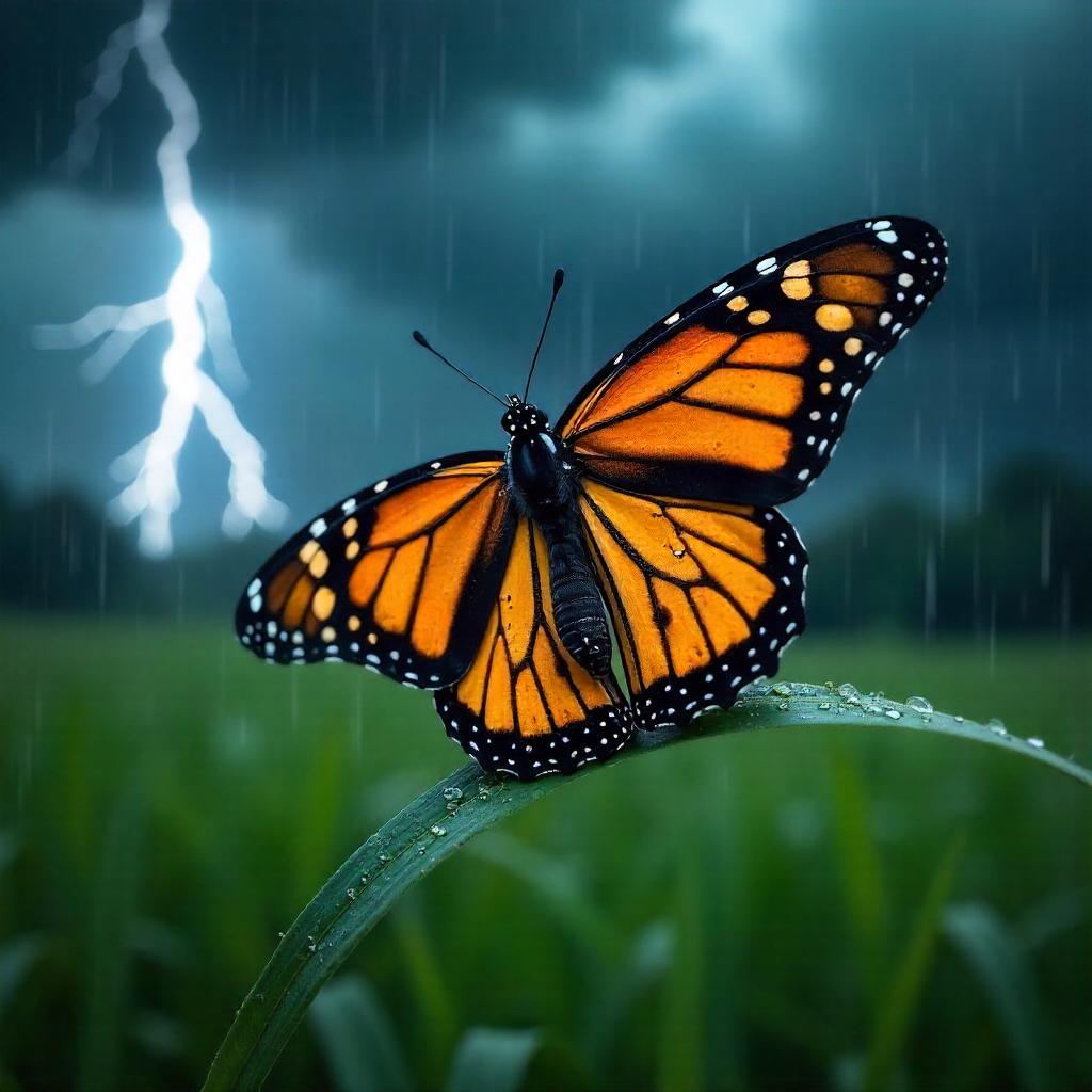 Photorealistic Butterfly in a Thunderstorm