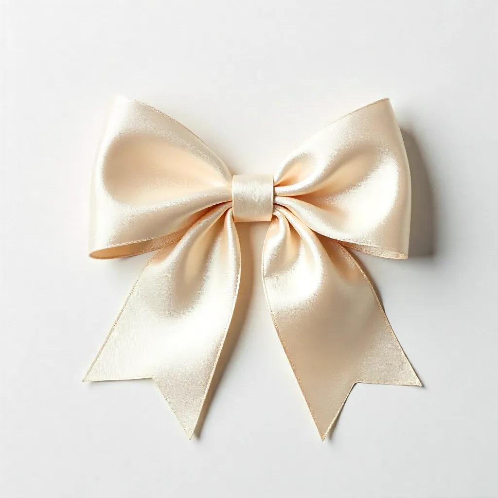 Cream Satin Bow on Crisp White Backdrop