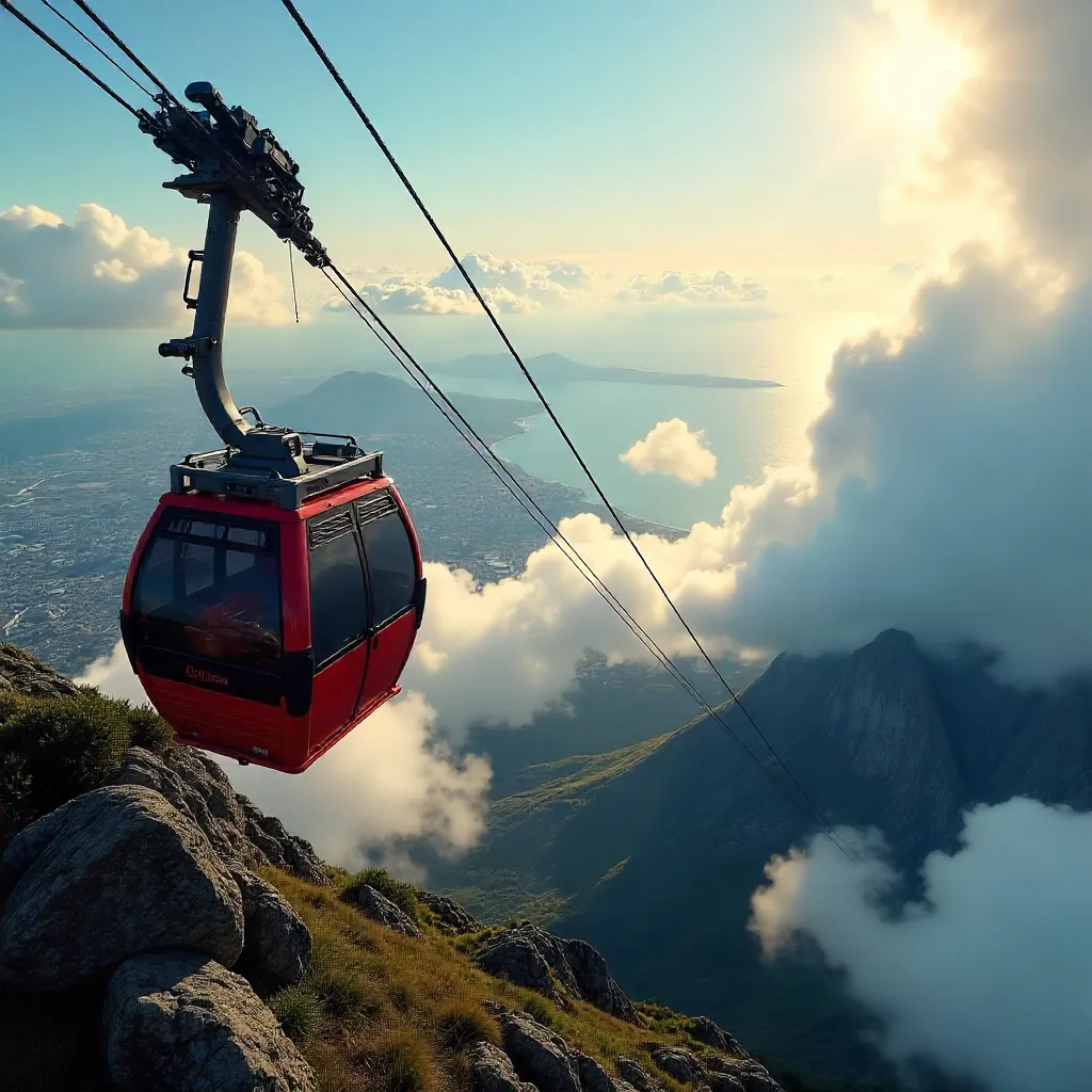 Cape Town Cableway Above Swirling Clouds