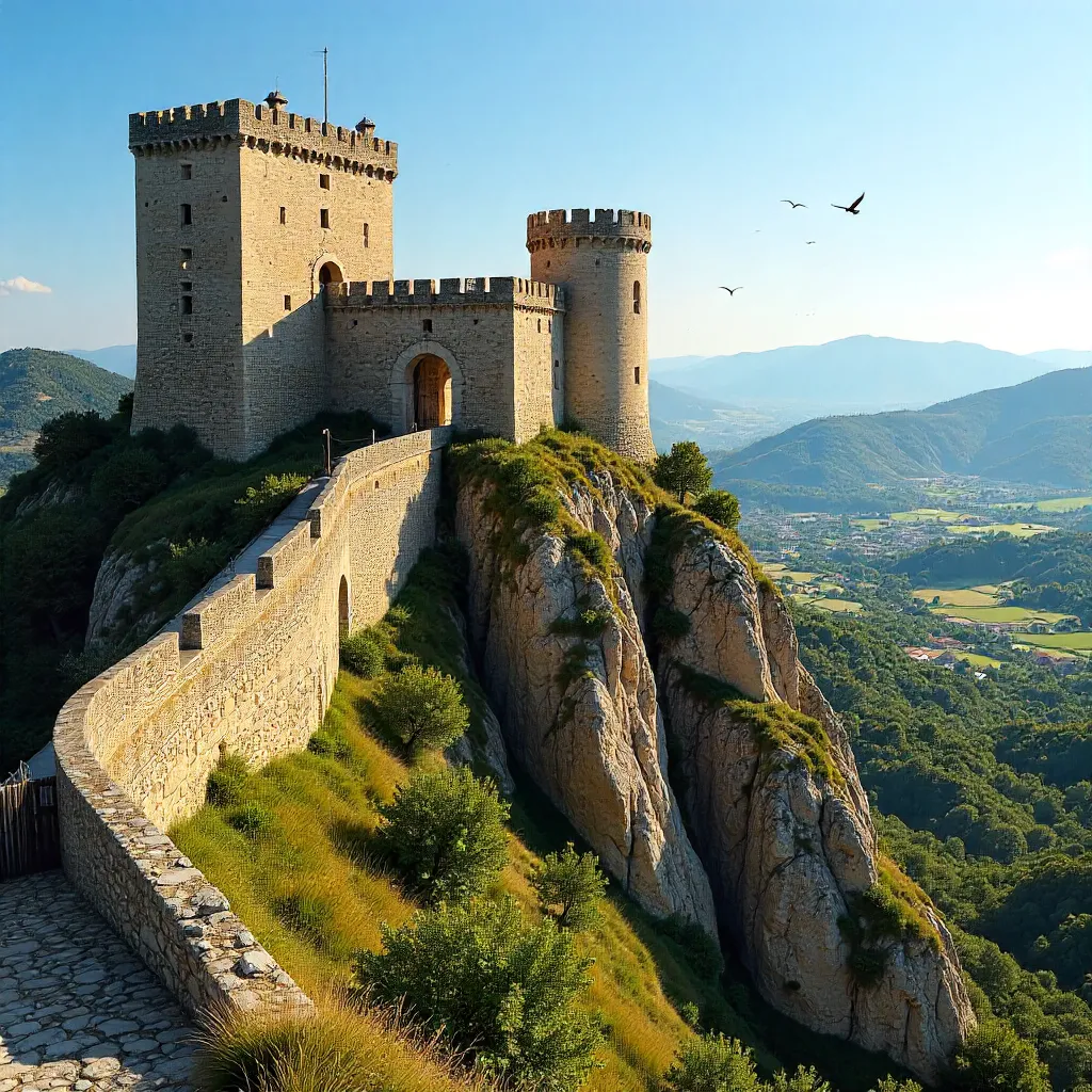 Majestic Fort of Occitanie Under a Clear Blue Sky