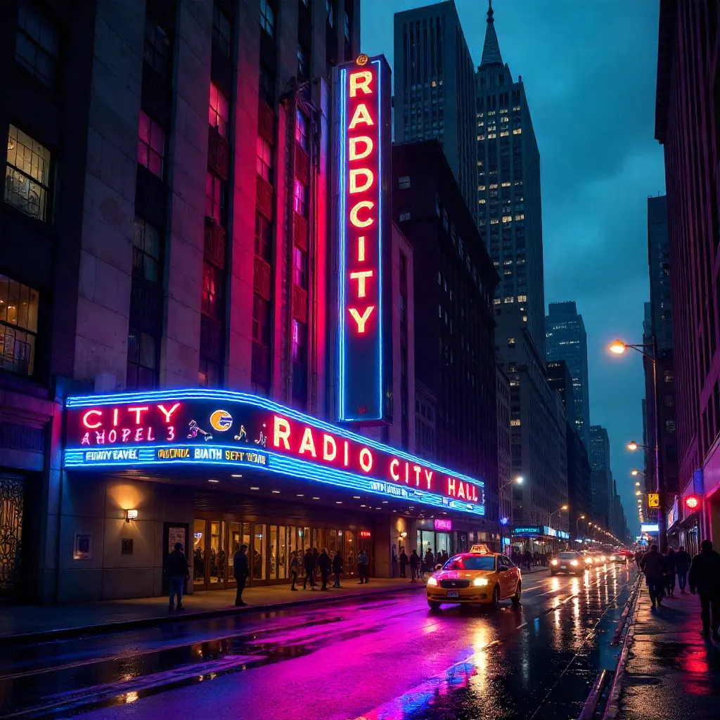Stunning Neon Night at Radio City Music Hall