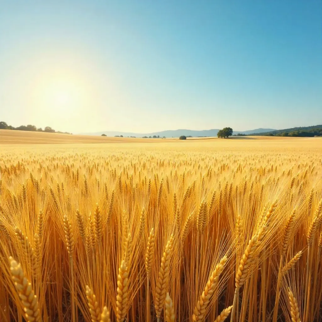 Golden Wheat Field under a Clear Blue Sky