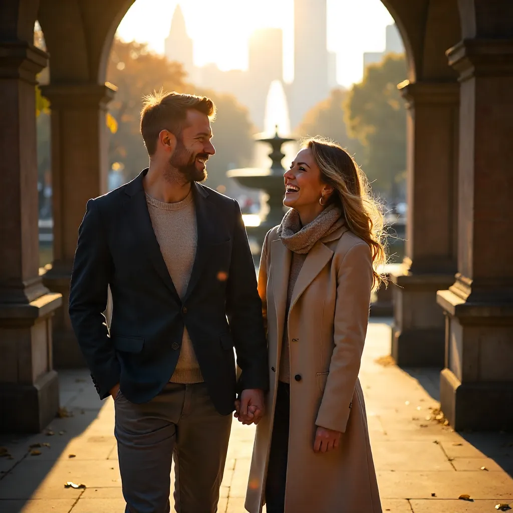 Joyful Moment in Central Park at Bethesda Terrace