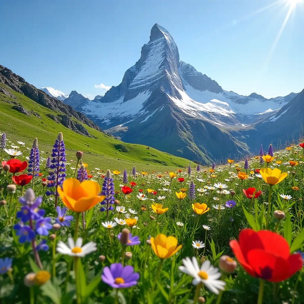 Matterhorn Meadow Under a Summer Clear Sky
