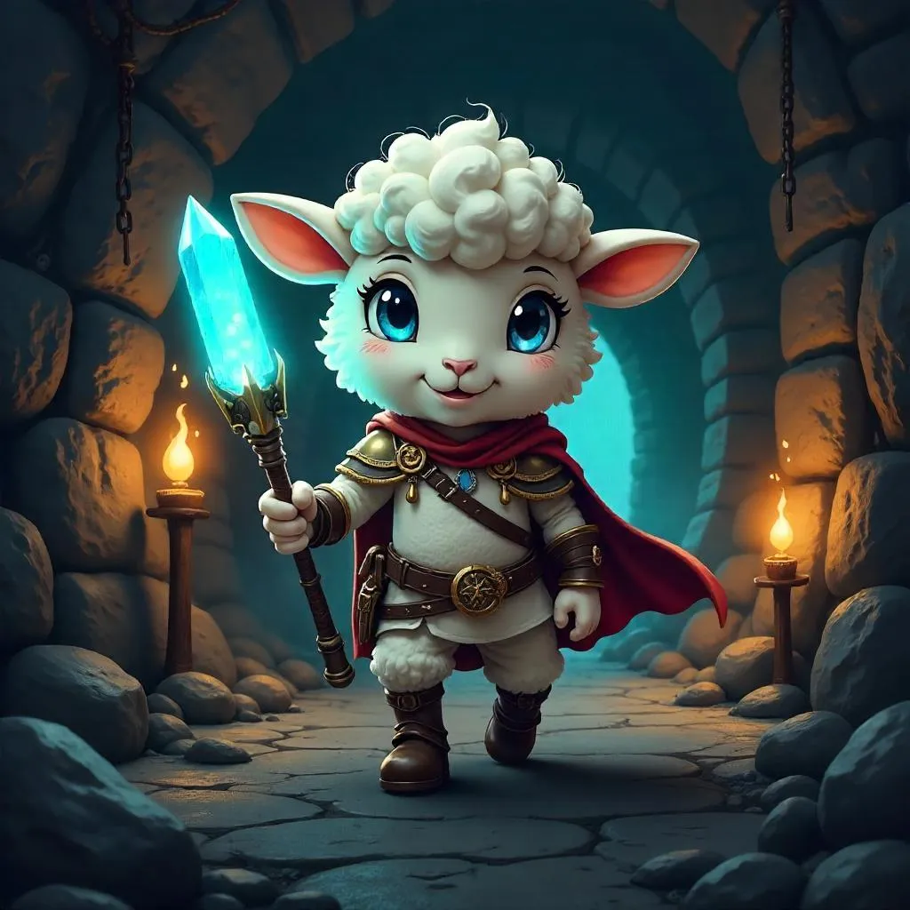 Anime Sheep Adventurer in a Dim Dungeon