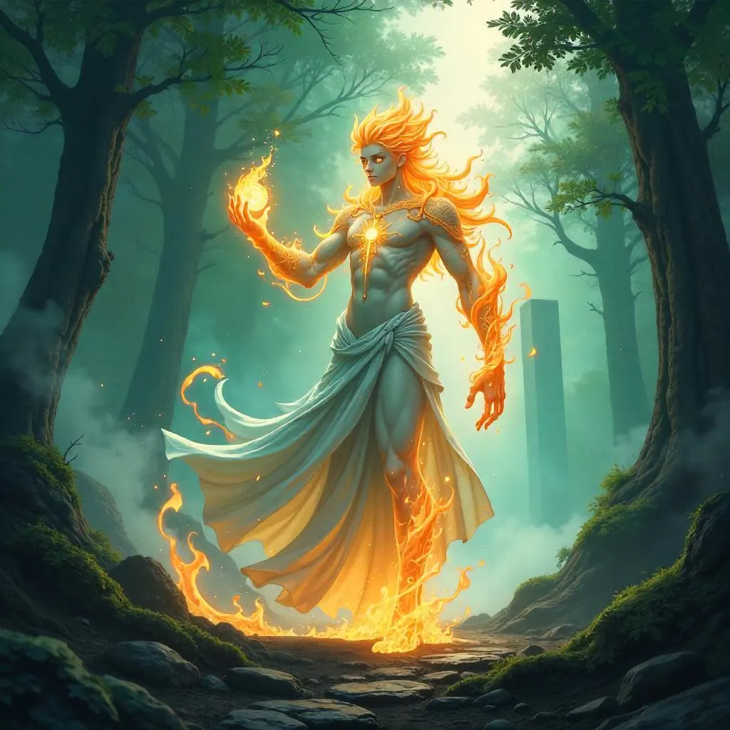 Anime-Style Elemental Emerges Through Dense Fog