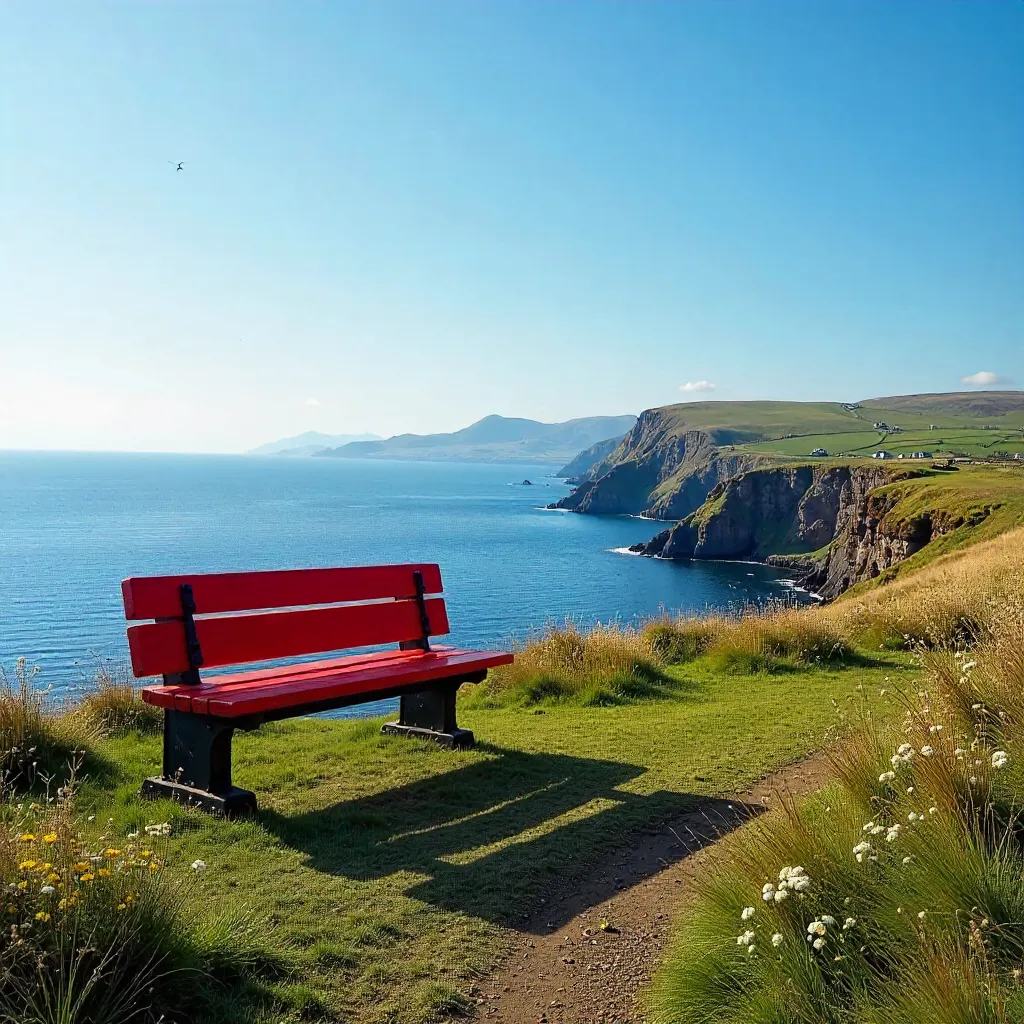 Serene Red Bench Over Cromarty Sea