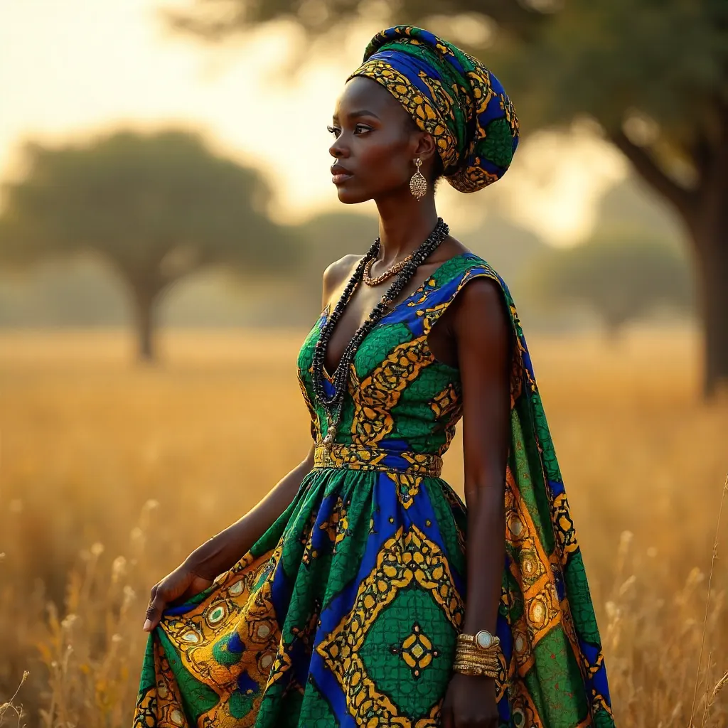 Elegant African Heritage in Outdoor Traditional Attire