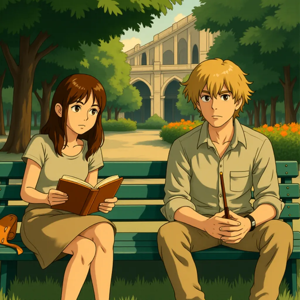 Owen Wilson and Carla Bruni in Midnight in Paris (2011) - Anime style