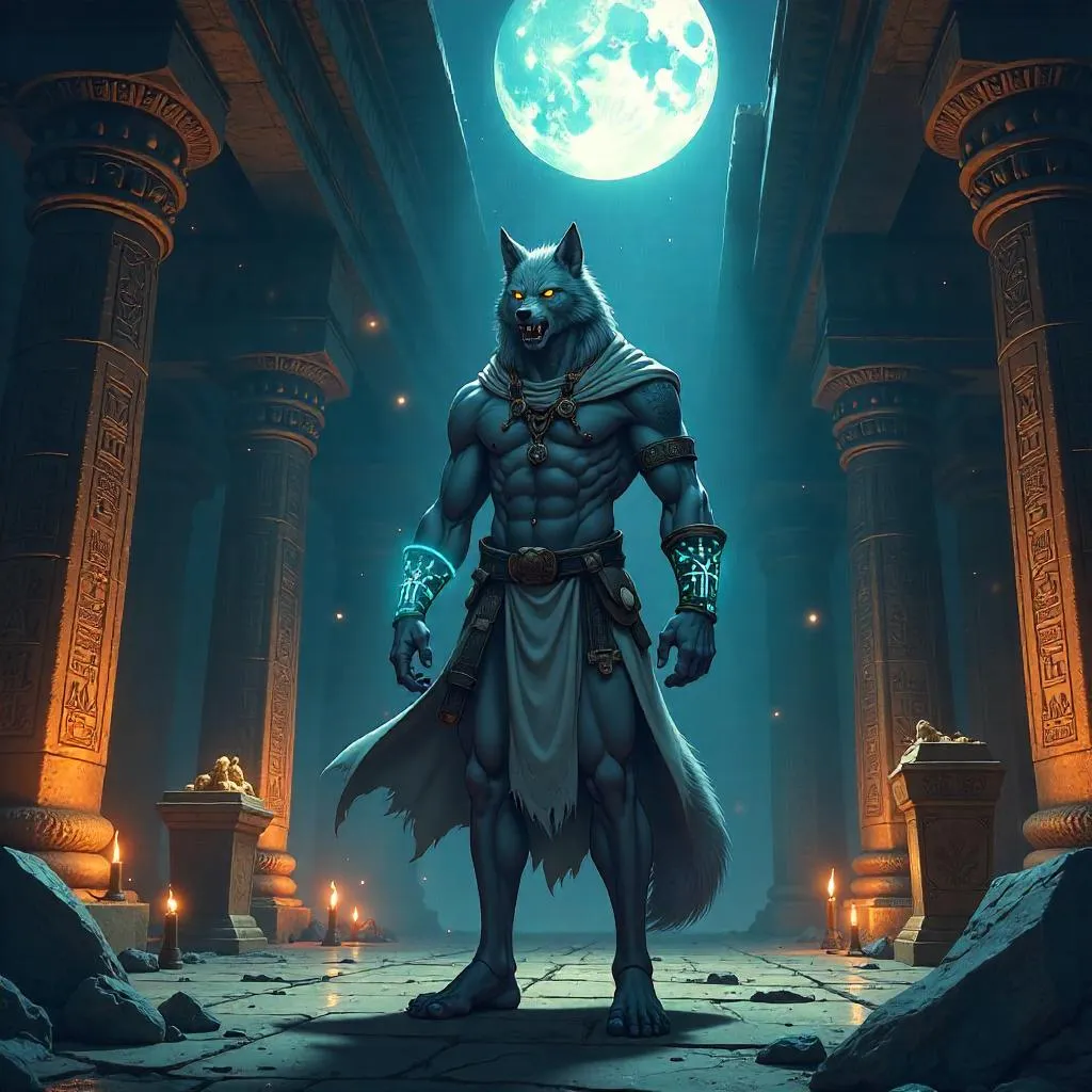 Moonlit Werewolf in the Pyramid (Anime Scene)