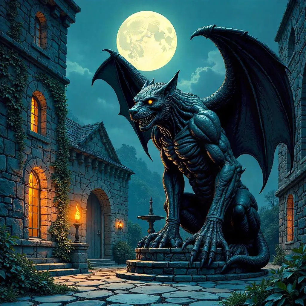 Gargoyle Sentinel in the Castle Courtyard