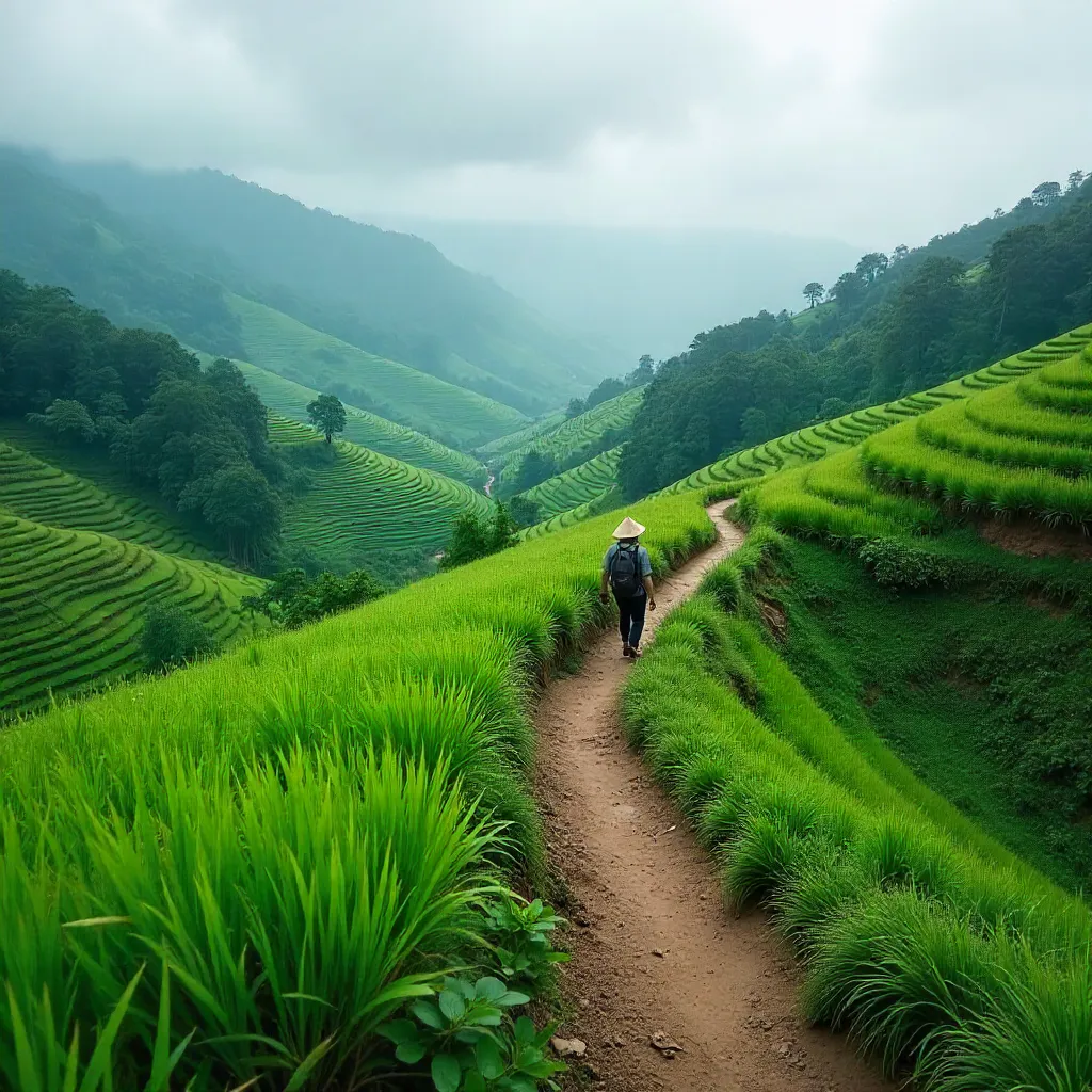 Emerald Hills of Lâm Đồng Under Overcast Skies