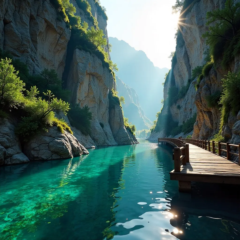 Sunlit Turquoise Waters in Sapadere Canyon