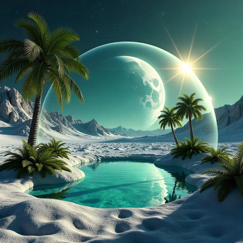 Lunar Oasis: A Photorealistic Moon Garden