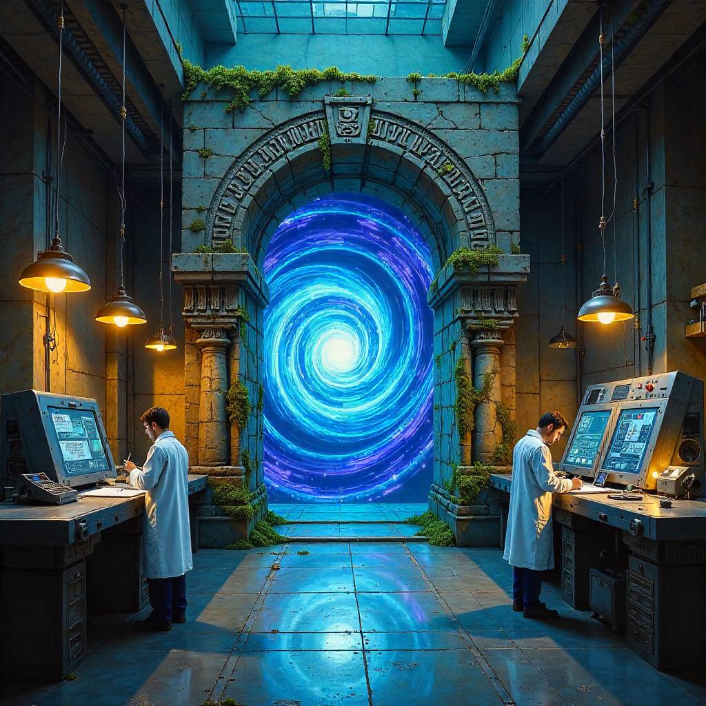 Gateway in a Portal Lab: An Oil Painting