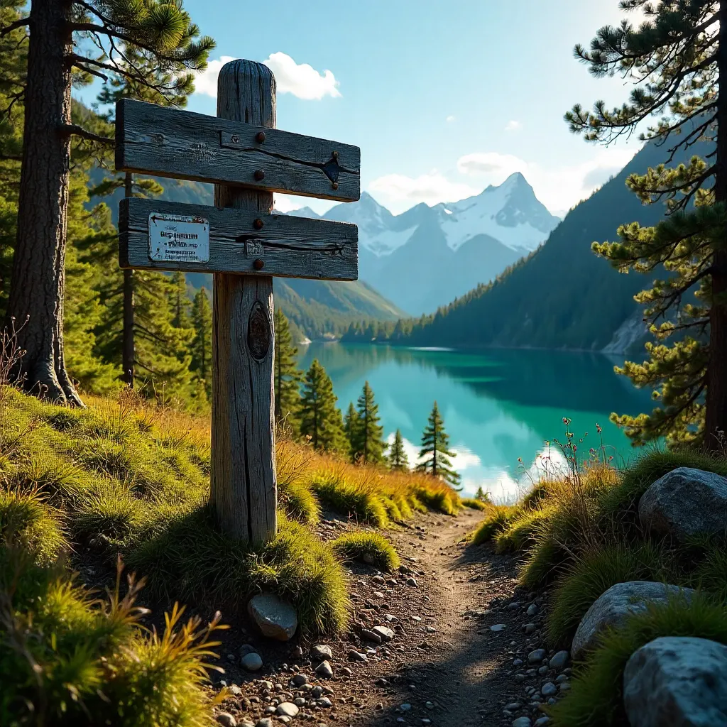 Rustic Signpost in Bariloche's Alpine Forest