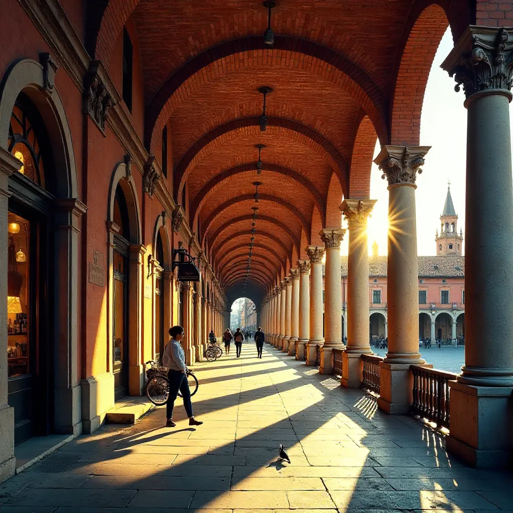 Bologna Arcaded Alley: Classic Architecture Scene