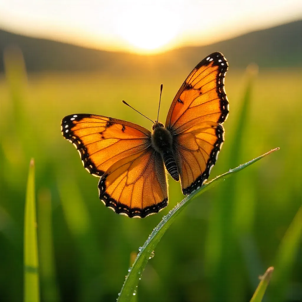 Vibrant Orange Butterfly on Grass in Piet Retief