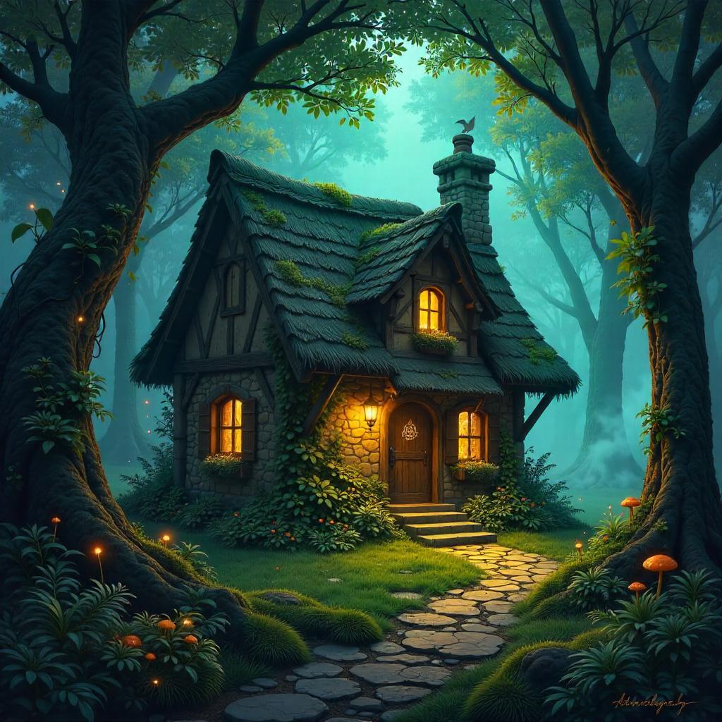 Mystical Forest Cottage Concept Art