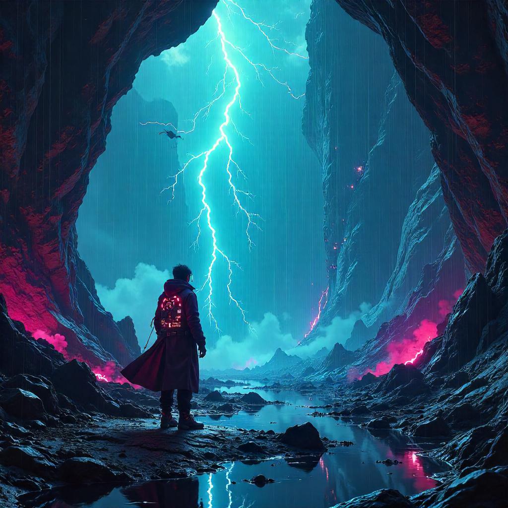 Storm in a Crystal Cavern: Neon Cyberpunk