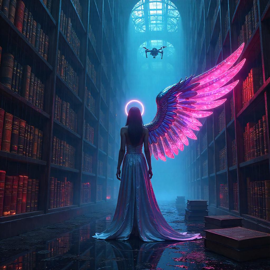 Neon Angel in the Cyberpunk Library