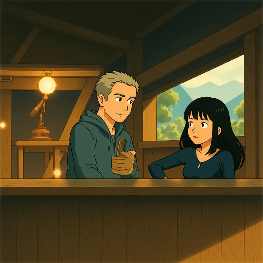 Jason Statham and Arianna Rivas in A Working Man (2025) - Ghibli style