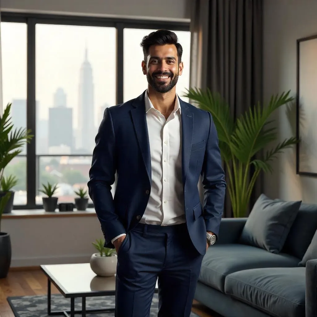 Handsome Indian Man in a Modern Apartment - 3D Render