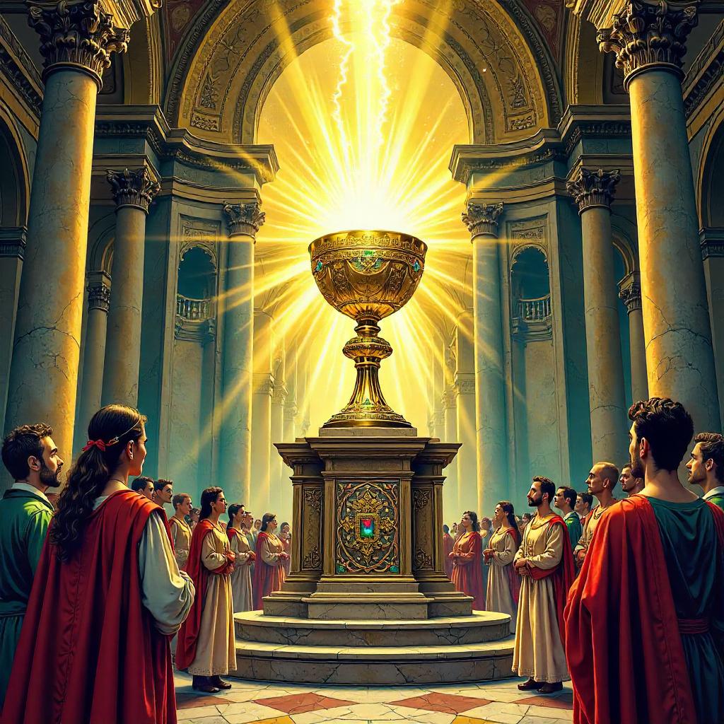 Golden Chalice in a Renaissance Comic Italy