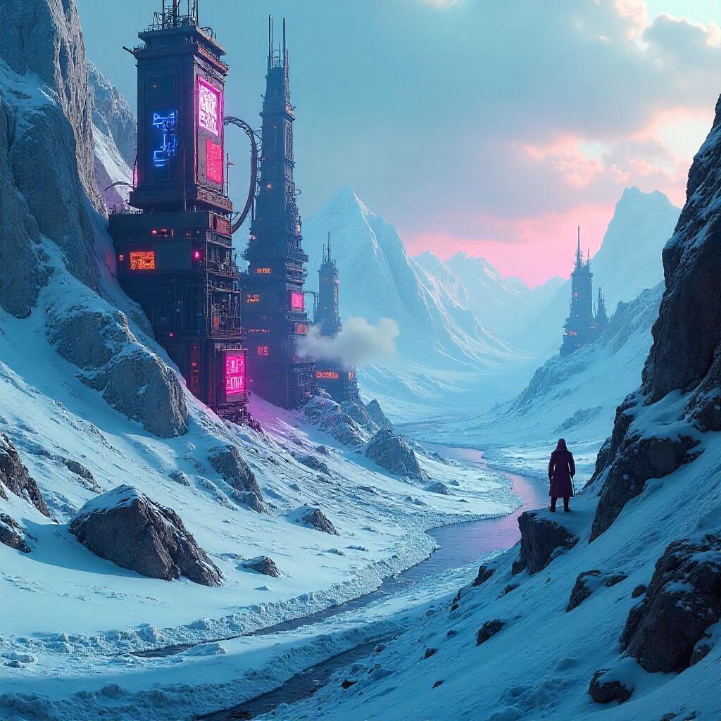 Neon Ruins on the Frostbound Glacier