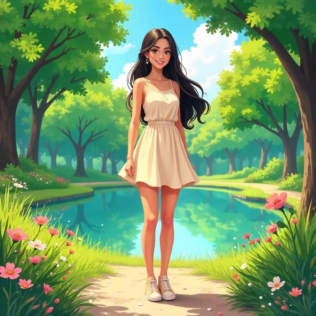 Parkside Anime Portrait of a Young Middle Eastern Woman