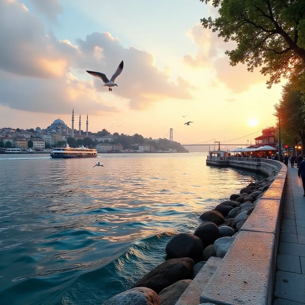 Serene Bosphorus Seascape: Istanbul at Dusk