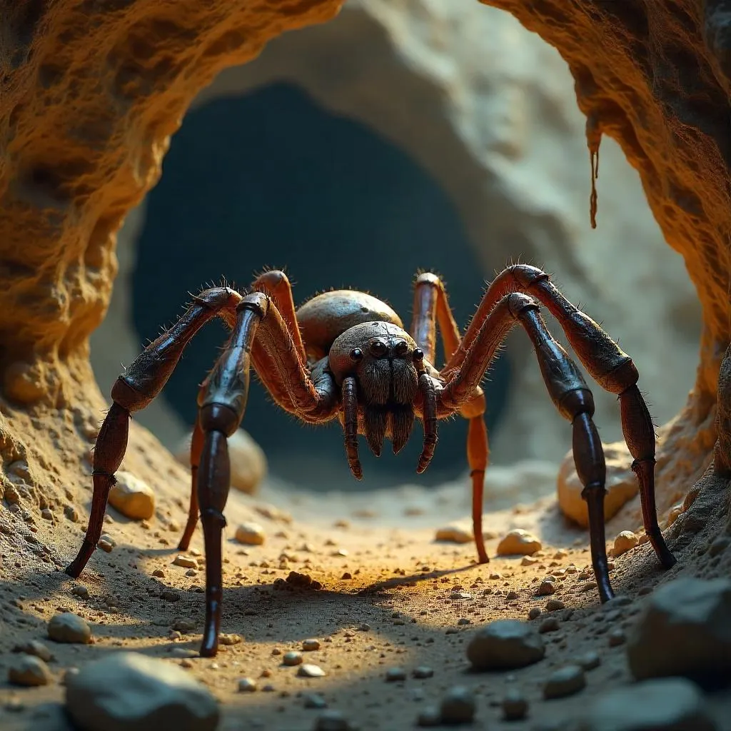 Stone Age 3D Spider in a Prehistoric Cave