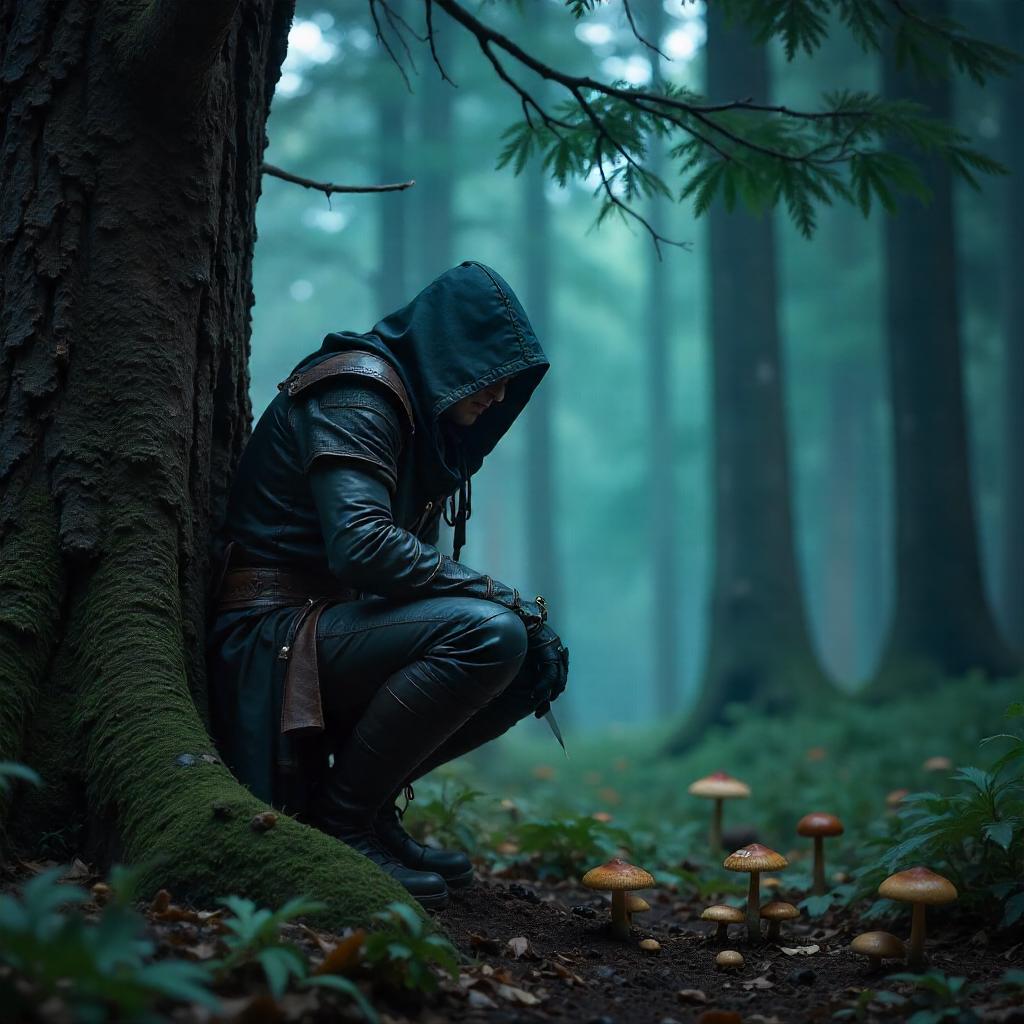 Shadowed Rogue in the Dark Forest