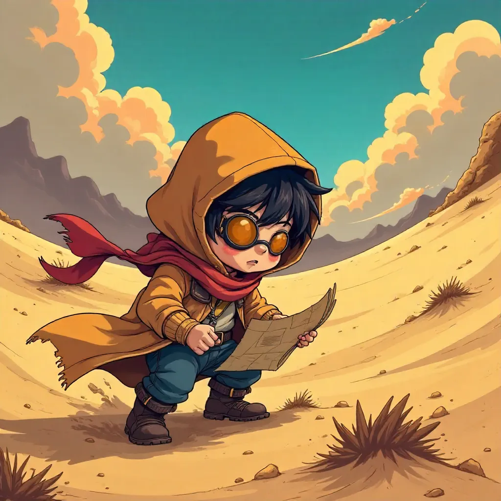 Wind-Swept Anime Child in a Sandstorm