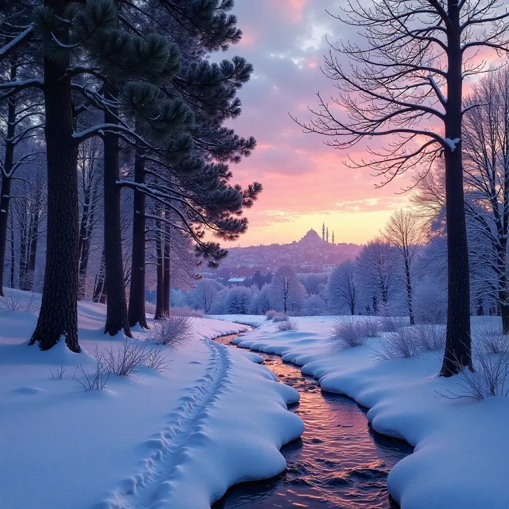 Twilight Snow in Belgrad Forest, Istanbul