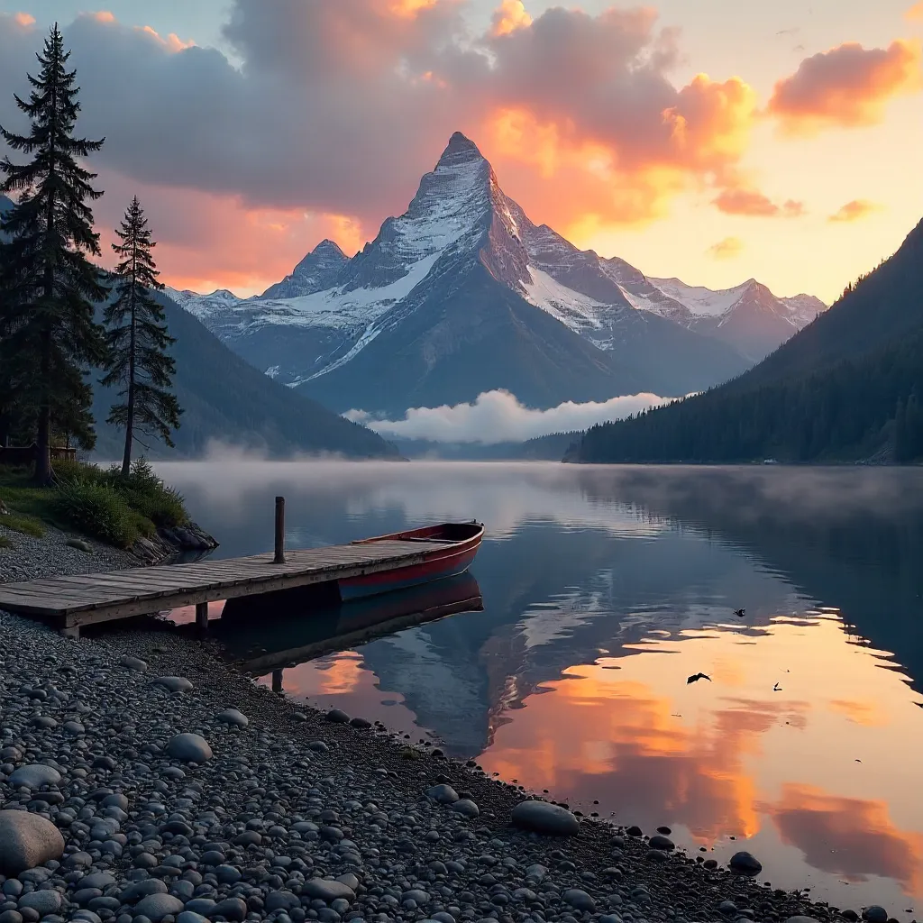 Sunset Reverie by the Alpine Lake