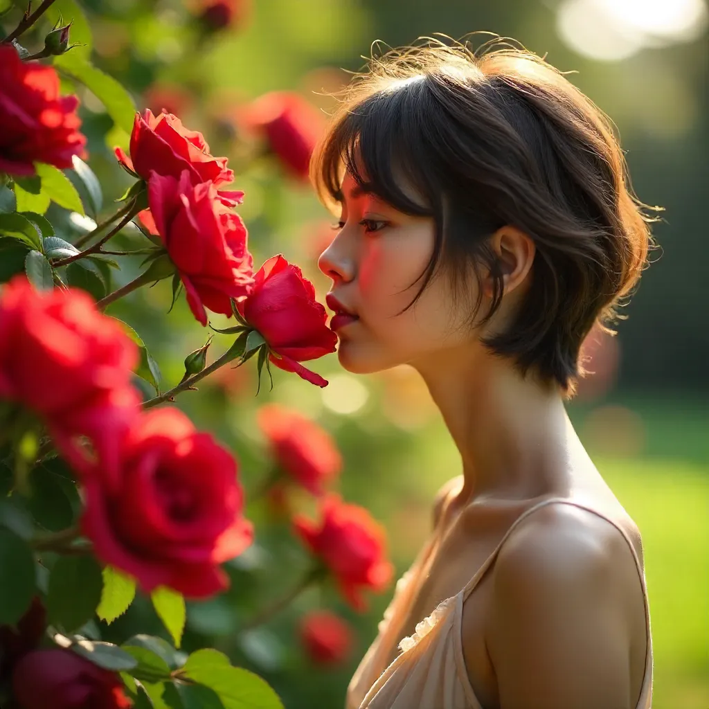 Breath of Roses: Short-Haired Woman Outdoors