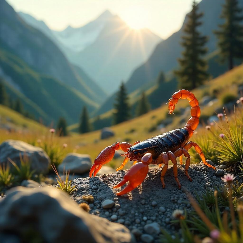 Photorealistic Scorpion in a Mountain Valley